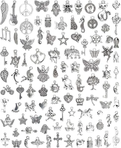 Wholesale Bulk Lots Jewelry Making Silver Charms Mixed Smooth Tibetan Silver Met - Imagen 1 de 7
