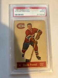 1957/58 PARKHURST NHL HOCKEY CARD #12 CLAUDE PROVOST ROOKIE RC PSA 2 Good 57/58