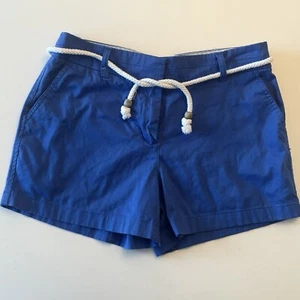 British Khaki Women’s Blue Shorts Rope Belt Chinos Mid Rise Size 8 - Picture 1 of 7