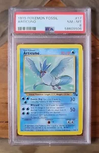 PSA 8 NM - MINT 1999 FOSSIL POKÉMON ARTICUNO RARE 17/62 #17 WOTC GRADED NON-HOLO - Picture 1 of 2