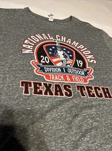 Texas Tech Tshirt 2019 National Champions D1 Track 19 Inches Pit To Pit - Picture 1 of 9