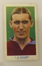 WEST HAM UNITED L.A. GOULDEN R & J HILL FAMOUS FOOTBALLERS Card 1939
