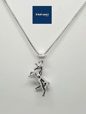 Ciondolo cavallino unicorno in Argento 925 + catenina - Immagine 1 di 4