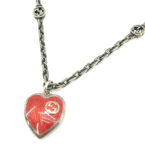 Gucci 645545 Ciondolo Collana Ad Incastro G Cuore Smalto Rosso Usa dalppone
