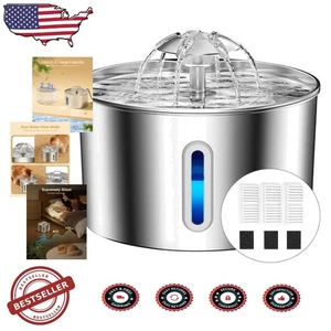 Silent Stainless Steel Pet Water Fountain 2.2L - Rust-Proof, 5-Day Hydration - Picture 1 of 11