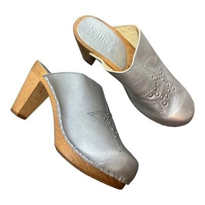 SANITA Metallic Silver Heel Clogs - Image 1 of 4
