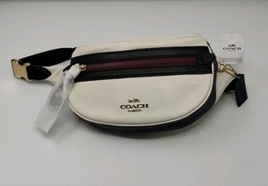 Coach Leather Vale Belt Bag Fanny Pack Chalk Black Purple - Brand New with Tags - Picture 1 of 20