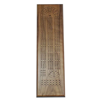 WE Games Continuous 3 Track Cribbage Set, Solid Walnut Wood Board, Metal Pegs - Image 1 of 4