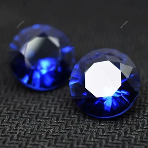 18 Ct Natural Rare Faceted Ceylon Sapphire Blue Loose Round Cut Loose Gemstone - Picture 1 of 8