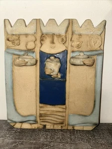 Vintage Folk Art Three Kings Christmas Tile Art Wise Men - Picture 1 of 6