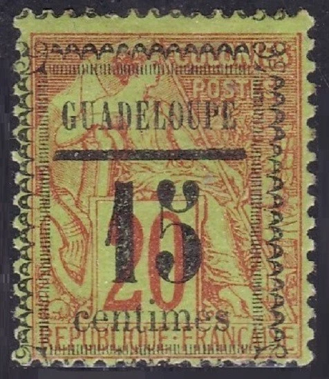 GUADELOUPE 1889 Dubois Surcharged 15 cntimes on 20 C.  Yv 8  Mint € 37 - Image 1 of 1
