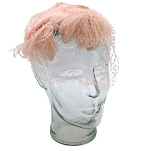 Vintage Sonni Damen Pfirsich Capulet Fascinators Hut Schleier: Netze, Federn - Bild 1 von 14