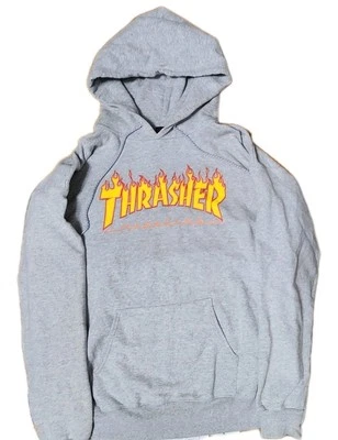 🔥 Thrasher журнал пламени толстовка с капюшоном пуловер мужской средний серый толстовка Skater - Изображение 1 из 4