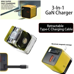 3 In 1 GaN Charger Scalable 80w Max Fast Charger Module With Type C & USB Ports - Photo 1 sur 20