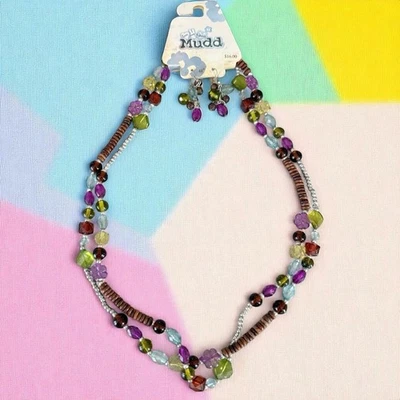 Juego de pendientes collar cuentas gruesas Y2K Mudd años 2000 indie sleaze capas retro Foto 1 de 4