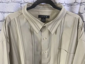 J.A.C.K. Shirt Mens 5XL Tan Striped Button Down L/S W/Pocket - Picture 1 of 4