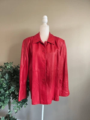 Chaqueta de cuero Terry Lewis Classic Luxuries talla L roja Foto 1 de 4