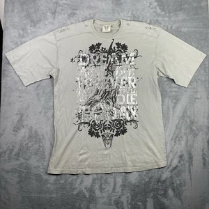 Affliction Blac Label Shirt Mens 2XL Graphic Rock Grunge Nailhead Thrashed Holes - Picture 1 of 18