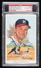 1989 Perez-Steele Celebration Postcards Eddie Mathews PSA Authentic PSA/DNA Cert