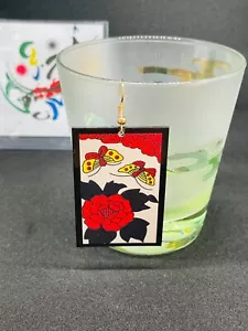 Japanese Jewelry Earrings moutan and butterfly Hana Fuda June kimetsu mint - Picture 1 of 13