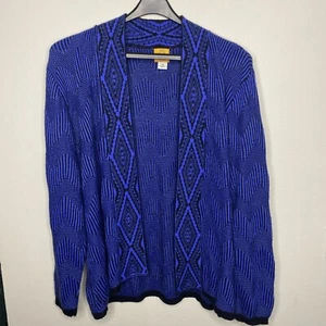 Ruby Rd Womens Size 2x Cardigan Sweater Open Blue Geometric Design - Picture 1 of 7