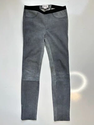 $920 Helmut Lang Pátina Gris Cordero Gamuza Cuero Leggings Cintura Elástica/Talla 2 Foto 1 de 4