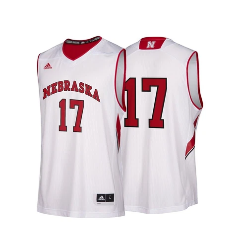 Nebraska Cornhuskers NCAA Adidas #17 White Replica Basketball Jersey Cover