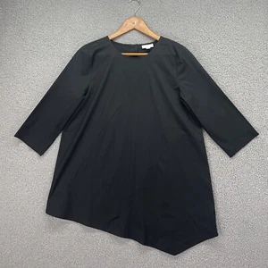 J Jill Womens Small Asymmetrical Black Tunic Top 3/4 Sleeve 3 Button Back 149381 - Picture 1 of 17
