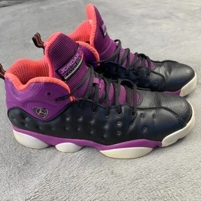 Nike Air Jordan Sneakers Jumpman Team 2 Mid Youth 9.5Y Black Purple 820276-008 - Image 1 of 4