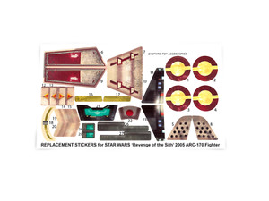 REPLACEMENT STICKERS for Hasbro 2005 STAR WARS ARC-170 FIGHTER ROTS