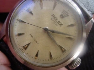 Vintage 1954 Stainless Steel Rolex Oyster 6482 Waffle, Honeycomb Dial, Serviced - Picture 1 of 12