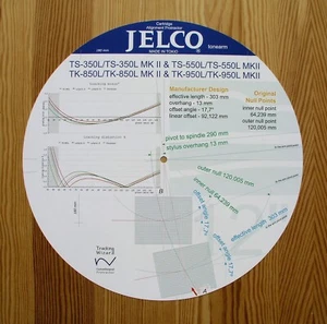 Jelco TS-350L/550L & TK-850L/950L Custom Designed Tonearm Alignment Protractor - Picture 1 of 7