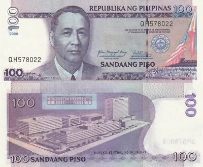 Philippines 100 Piso (2008) - President Roxas/Central Bank Building/p-194b UNC - Image 1 of 3