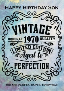 PERSONALISED YEAR OF BIRTH Happy Birthday Son Limited Edition A5 Card Birthday - Picture 1 of 4