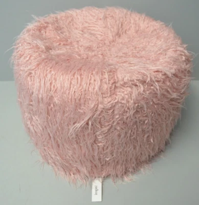 impre 1011739756 Hocker Kunstfell Pouf Rund Sitzpolster Rosa 45x45x35cm Neu - Bild 1 von 4