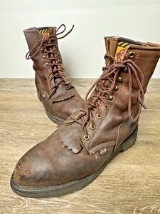 VTG JUSTIN Original Roper Work Western Hiking Boots Shoes Mens 9.5  EE Wide USA - Picture 1 of 9