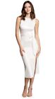 Dress The Population Karlie Tie Waist Jersey Midi Dress in White size XS NWOT