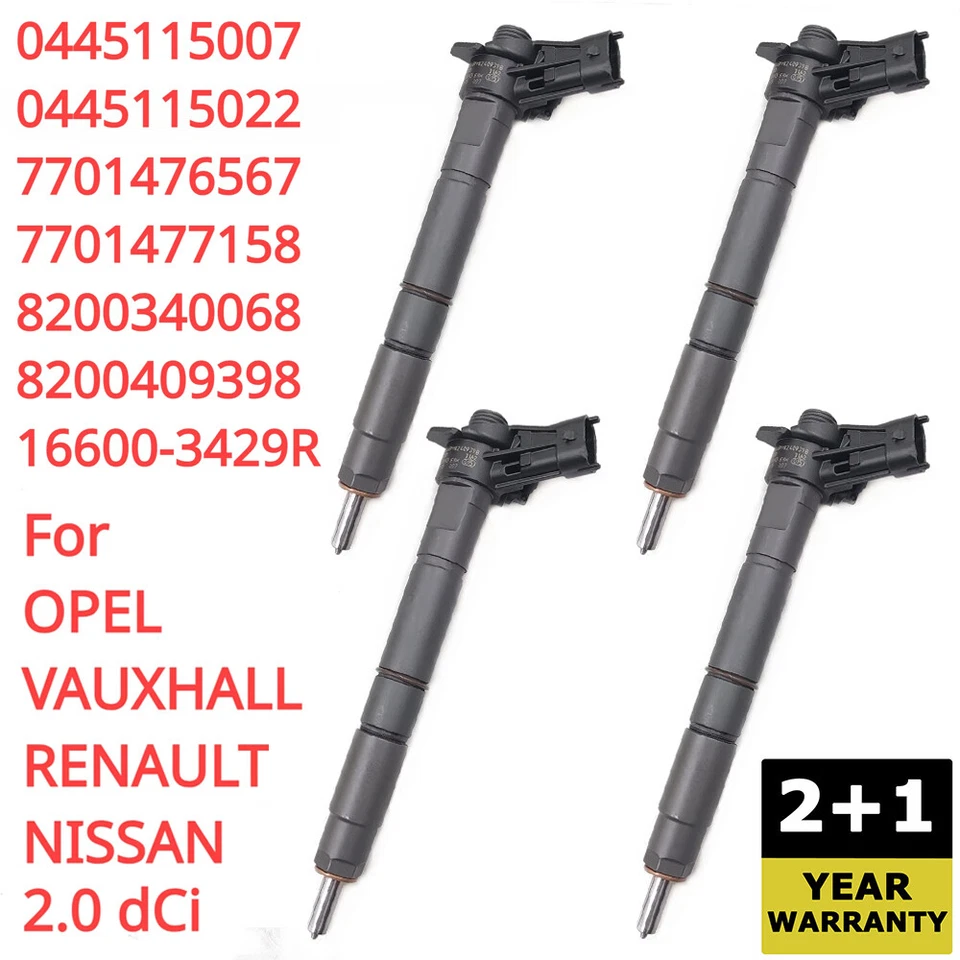 4x 0445115022 Diesel Fuel Injector For RENAULT LAGUNA 2.0D 05 to 15 Nozzle Valve - image 1 of 4