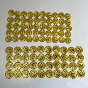 Monopoly Gamer Mario Golden Coins Lot Of 90 Replacement Pieces 1 And 5 - Picture 1 of 1