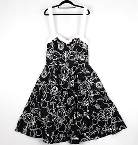 Hell Bunny Womens Fit & Flare Dress Plus Size XL Black White Nautical Rockabilly - Picture 1 of 14