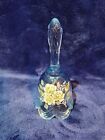 Beautiful Small 4.5"  Blue Fenton Hand Painted Glass Bell Signed R. D
