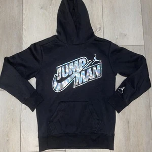 Nike Hoodie Boy Large Jumpman Jordan Pullover Gym Youth Sweatshirt Black EUC - Picture 1 of 7