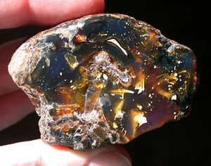 Beautiful Sky Blue Multicolor AMBER Fossil Gemstone LARGE 52 gram Piece - Picture 1 of 9