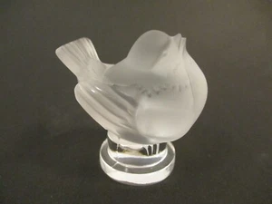 Lalique Crystal Frosted Sparrow Bird Figure Small 2" Head Up - Picture 1 of 8