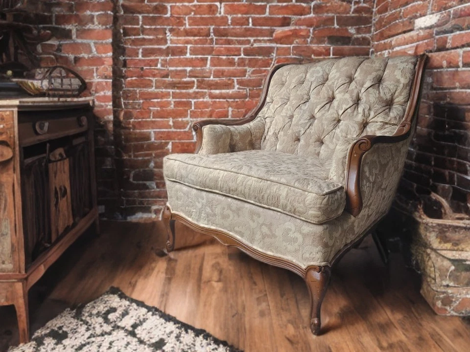 French Country Provincial / Louis XV Style Bergere Chair - Image 1 of 4