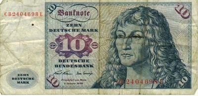 German 10 Zehn Deutsche Mark 1970 banknote P-31 Germany - Image 1 of 2