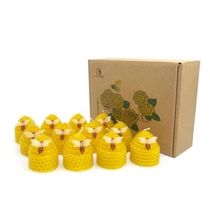 Beeswax Candles Bulk Set of 12, Bee Candles with Little Bee Ornament Decors, ... - Picture 1 of 5