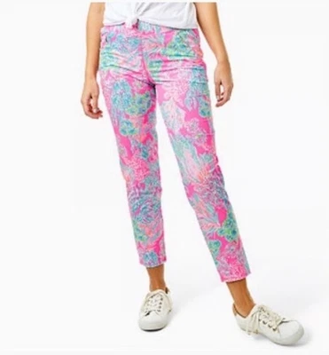 Lilly Pulitzer Luxletic Run Around Pant Prosecco Pink Seaing Things Large - Image 1 of 4