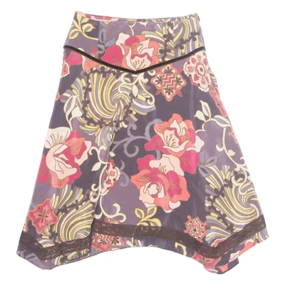 KAREN MILLEN Womens Flare Skirt Pink Knee Length Silk Floral UK 8 - Image 1 of 4