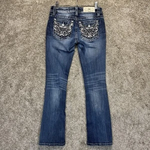 Miss Me Jeans Womens 27x31.5 Blue Signature Slim Boot Stretch Flap Pockets Denim - Bild 1 von 13